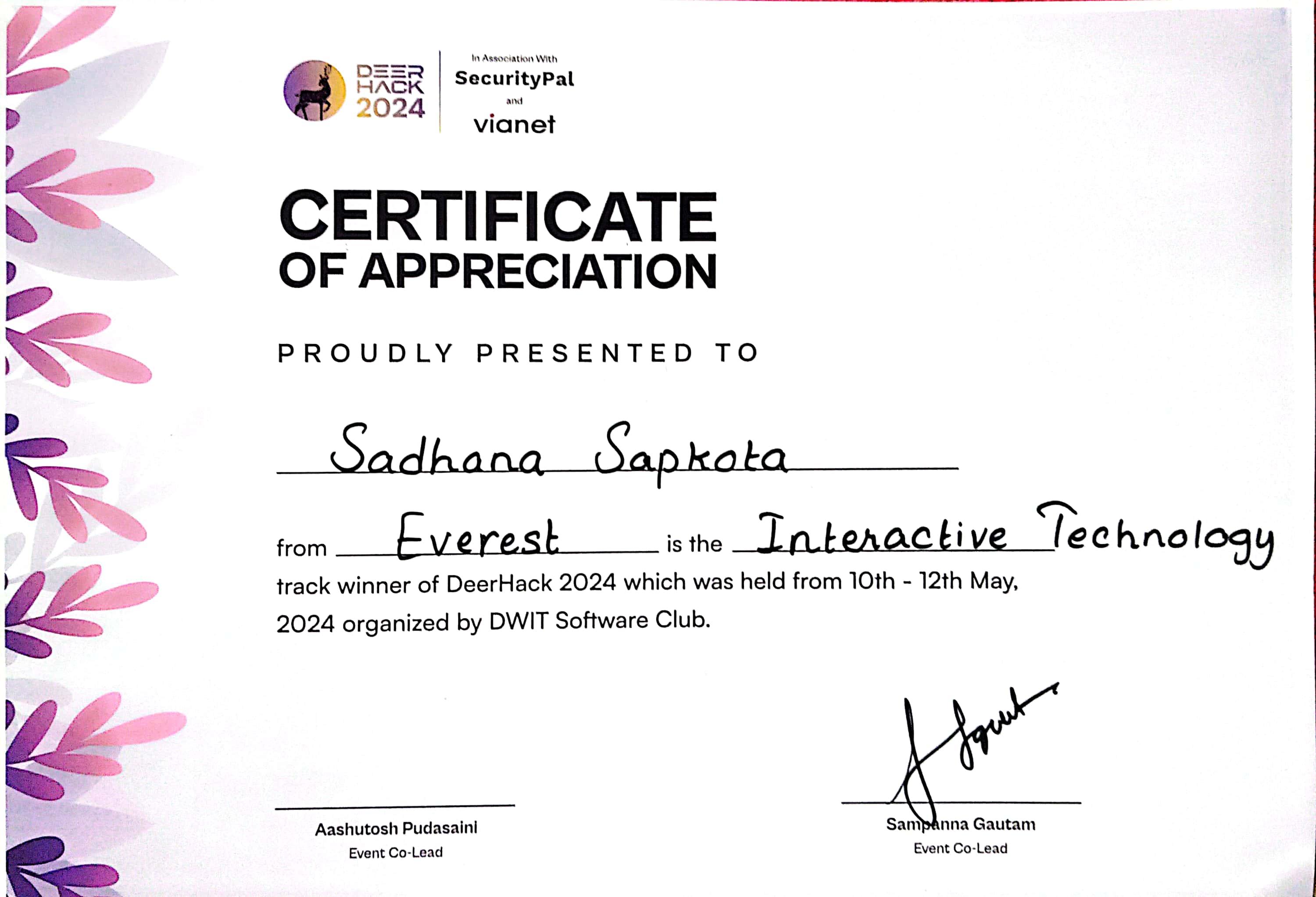 DeerHack certificate